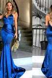 Gaine bleu royal longue ouverte dos robes de bal sexy robes de soirée