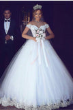 2024 Nouvelle robe de mariée de l&#39;épaule A-ligne-Le-épaule tribunal train Tulle avec appliques