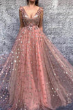 2024 Gold Star robes de bal en dentelle imprimées col en V longue robe de soirée robe de bal princesse