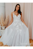 Romantique décolleté en V dos nu robe de mariée robe de bal Appliqued robe de mariée