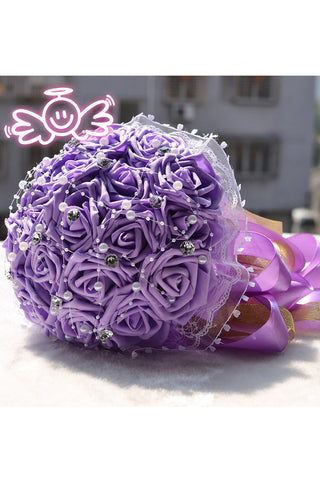 Elégant ronde mousse Bouquets de mariée avec strass