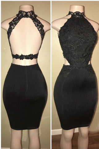 Dentelle noire robe de bal courte gaine robes de bal sexy