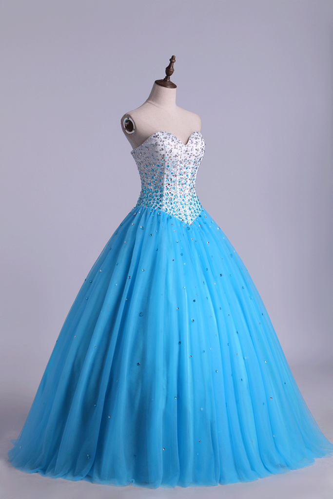 2022 Bicolor robes de Quinceanera robe boule chérie parole longueur avec des perles Tulle Lace Up