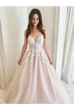 Une ligne v cou Champagne Tulle robes de bal robe de mariée Robe de soirée