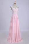 2024 V-Neck A-Line / Princess robe de bal Tulle &amp; mousseline Perles avec et appliques