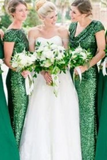 Robes de soirée de mariage paillettes Robes de demoiselle d&#39;honneur à manches courtes