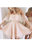 2024 Sweetheart A Line Homecoming Robes Lace Short / Mini