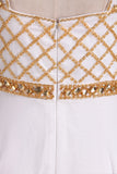 2024 bretelles des robes de bal Une ligne en mousseline de soie avec des perles