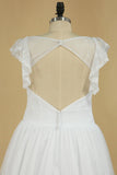 2024 Nouvelle Collection V Neck robes de mariée à volants corsage d&#39;une ligne Tulle et dentelle dos ouvert