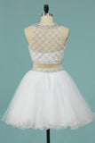 2024 Hot Selling Homecoming Robes Scoop A-Line perlée Bodice Tulle Short / Mini