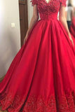 2024 RedBall Gown Off The Shoulder Satin With Appliques