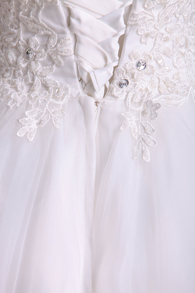 2022 col haut Une robe de mariage en ligne Tulle Avec Applique &amp; Perles