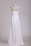 2024 Blanc Halter Robes de Mariée avec perles étage longueur mousseline