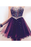 2024 Sweetheart Homecoming Robes A Line Tulle With Beads Short / Mini