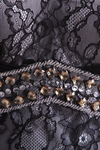 2022 Noir Mermaid Scoop robes de soirée dos ouvert à manches longues en tulle et dentelle avec des perles