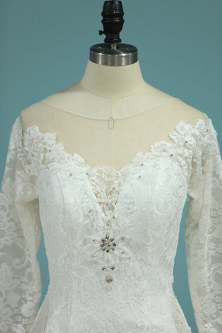 2024 robes de mariée sirène col en V avec appliques de dentelle Traîne
