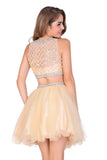 2024 A-Line Homecoming Robes Short / Mini Scoop perlée Bodice Tulle