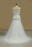 2024 A Robes de mariée ligne fines bretelles corsage perlé Tulle