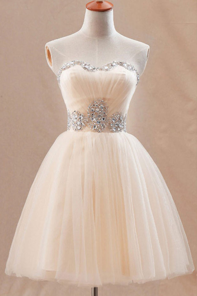 2022 Homecoming Robes A Line Sweetheart Tulle With Beading Short / Mini
