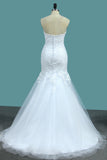 2024 Sirène Tulle Sweetheart avec Applique balayage train robes de mariée