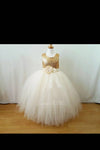 2024 Flower Girl Dresses A Line Scoop Tulle &amp; Sequin With Sash