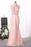 2024 Gorgeous High Neck Lace Prom Robes Floor-Length