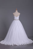 2024 bretelles Tulle Robes de mariée A-Line Avec Applique &amp; Perles