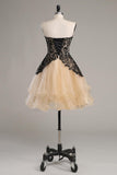 2024 A Line Sweetheart Homecoming Robes Tulle &amp; Lace Short / Mini Lace Up