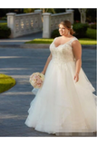 Plusieurs couches de tulle avec des appliques plus la taille des robes de désherbage des robes de mariée oversize à col en V