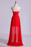 2022 Rouge Haute Basse sweetheart Une ligne plissée corsage Circuler jupe en mousseline