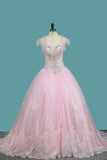 2024 robe de bal Quinceanera Robes Sweetheart Sweep / Brush Lace Up Back Applique et Beading