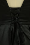 2024 robe de soirée Concise A-Line étage longueur lacets Satin Black Plus Size