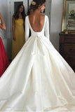 Nouvelles robes de mariée en satin élégant col en V à manches longues robes de mariée robes de mariée