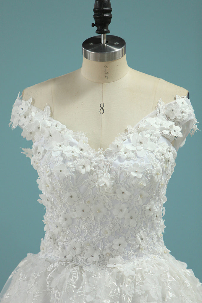 Robes de mariée 2022 robe de bal de l&#39;épaule Tulle avec appliques