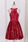 2024 Homecoming Robes A Line Scoop Sequin &amp; Lace Short / Mini