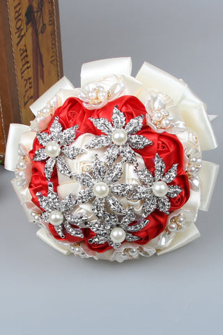 Round satin / ruban / Perle Bouquets de mariée