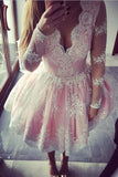 2022 Fantastic Long Sleeves Homecoming Robes A Line Lace