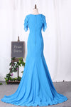 2022 New Arrival Mother Of The Bride Robes Scoop à manches courtes Chiffon Mermaid
