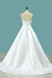 Robes de mariée 2024 Satin A Line With Beading And Bow Knot Court Train