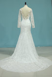 2022 robes de mariée sirène col en V avec appliques de dentelle Traîne