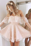 2024 Sweetheart A Line Homecoming Robes Lace Short / Mini