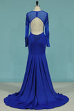 2024 Mermaid Blue Prom Dress manches longues