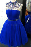 2024 Tulle High Neck With Beading Homecoming Robes A Line Open Back