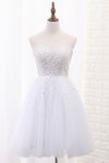 2024 Tulle Homecoming Robes A Line Sweetheart Beaded Bodice Short / Mini