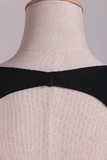 2022 robe de soirée dos ouvert V-cou à manches courtes A-Line satin noir corsage-parole longueur