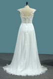 2024 en mousseline de soie une ligne bretelles robes de mariée avec Applique et perles