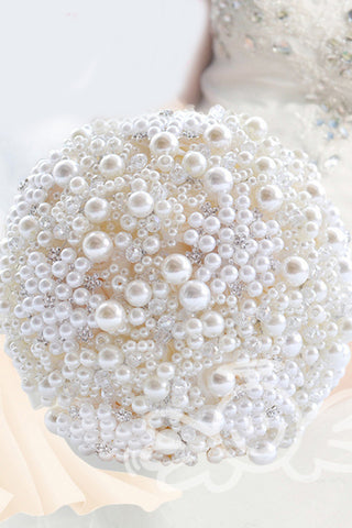 Luxueux et romantique ronde satin / perle Bouquets de mariée