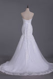 2024 Blanc sweetheart robes de mariée Tulle Avec Applique &amp; Perles Sirène / Trompette