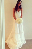 Boho Sweetheart Appliques Une robe de mariée en ligne Ivoire, robe de mariée plage