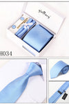 Light Blue Sky Tie Set Boutons de manchette 4 pièces Beaucoup de couleurs # H034